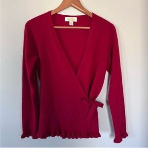 Peck & Peck Pure Cashmere Red Wrap Sweater • Medium